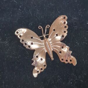 VINTAGE CORO CRAFT STERLING SILVER BUTTERFLY BROOCH rose gold overlay